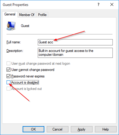 Créer un compte d'utilisateur invité dans Windows 10 step5