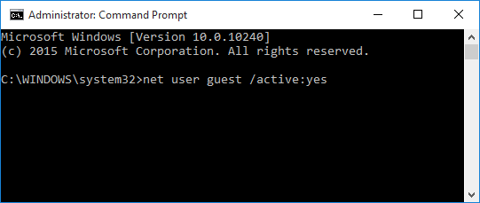 povolit účet hosta v systému Windows 10 step3